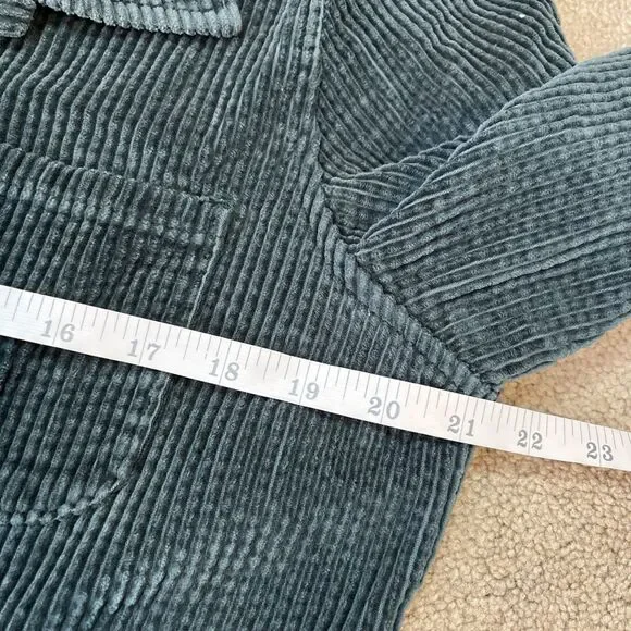 Vintage LL Bean Corduroy Dress 14 Green Midi Cottage Core Prairie Modest Button - Picture 5 of 6
